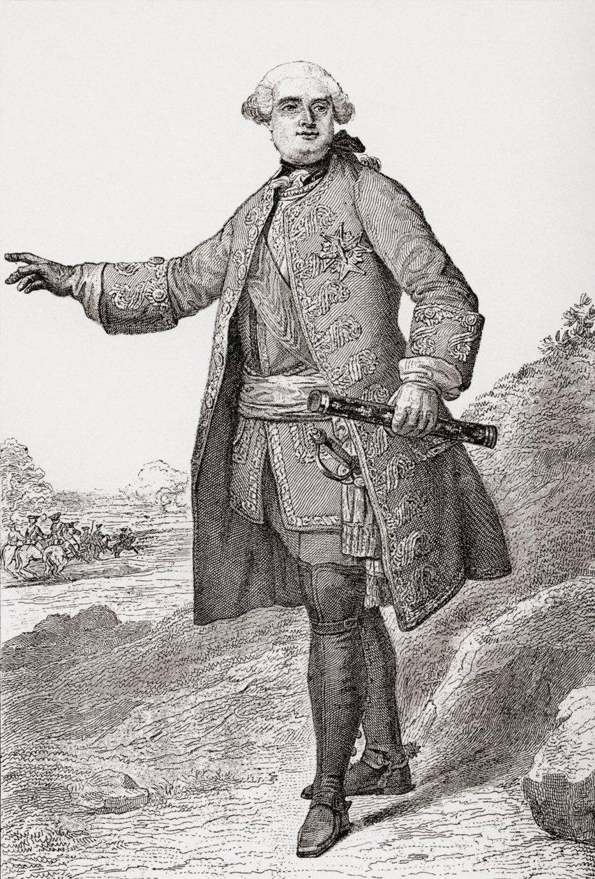 Louis Charles César Le Tellier bekend als de Hertog van Estrées, Franse militaire commandant en Maarschalk van Frankrijk. Uit Les Heures Libres gepubliceerd door French School
