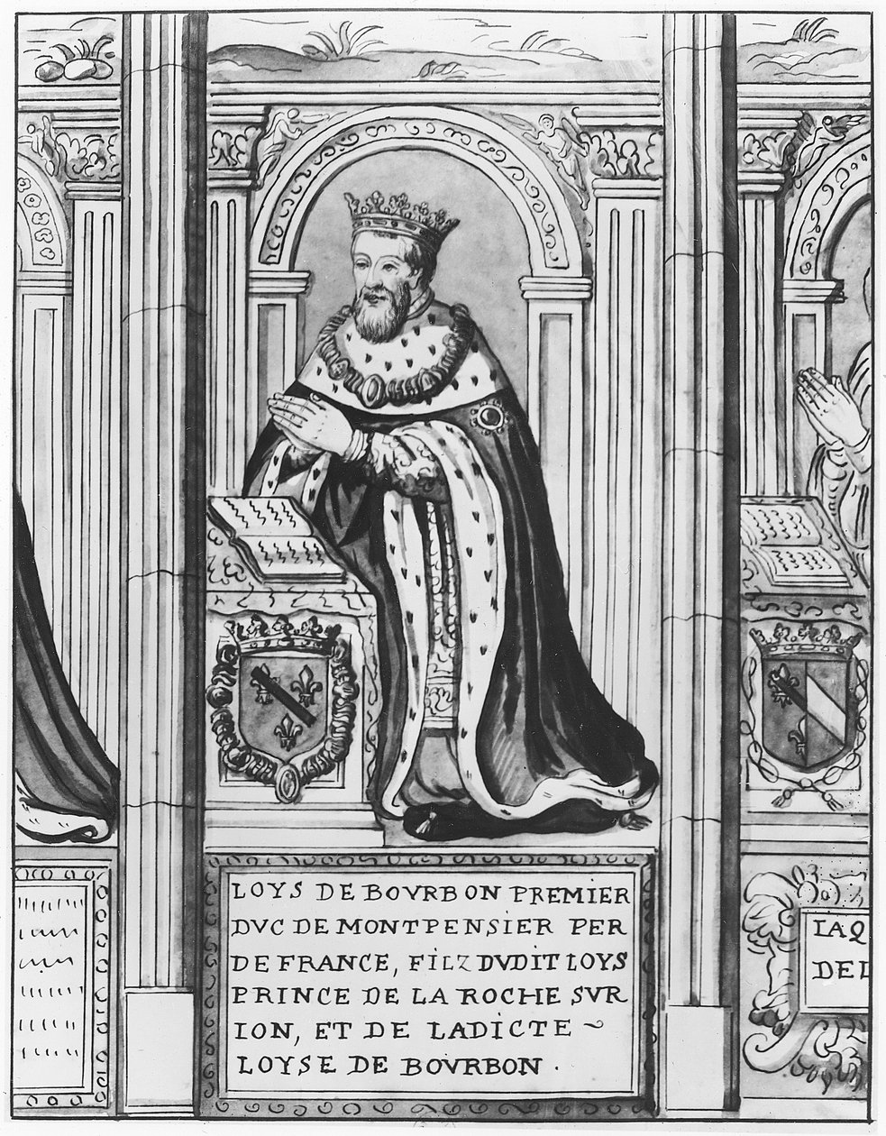 Lodewijk II van Bourbon, Hertog van Montpensier (litho) door French School