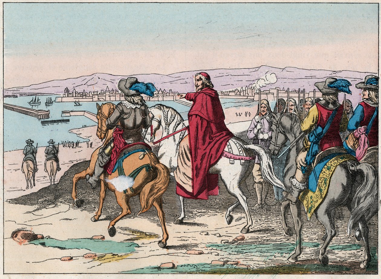 Lodewijk XIII (1601-1643) en Kardinaal Richelieu bij het beleg van La Rochelle, plaats d
