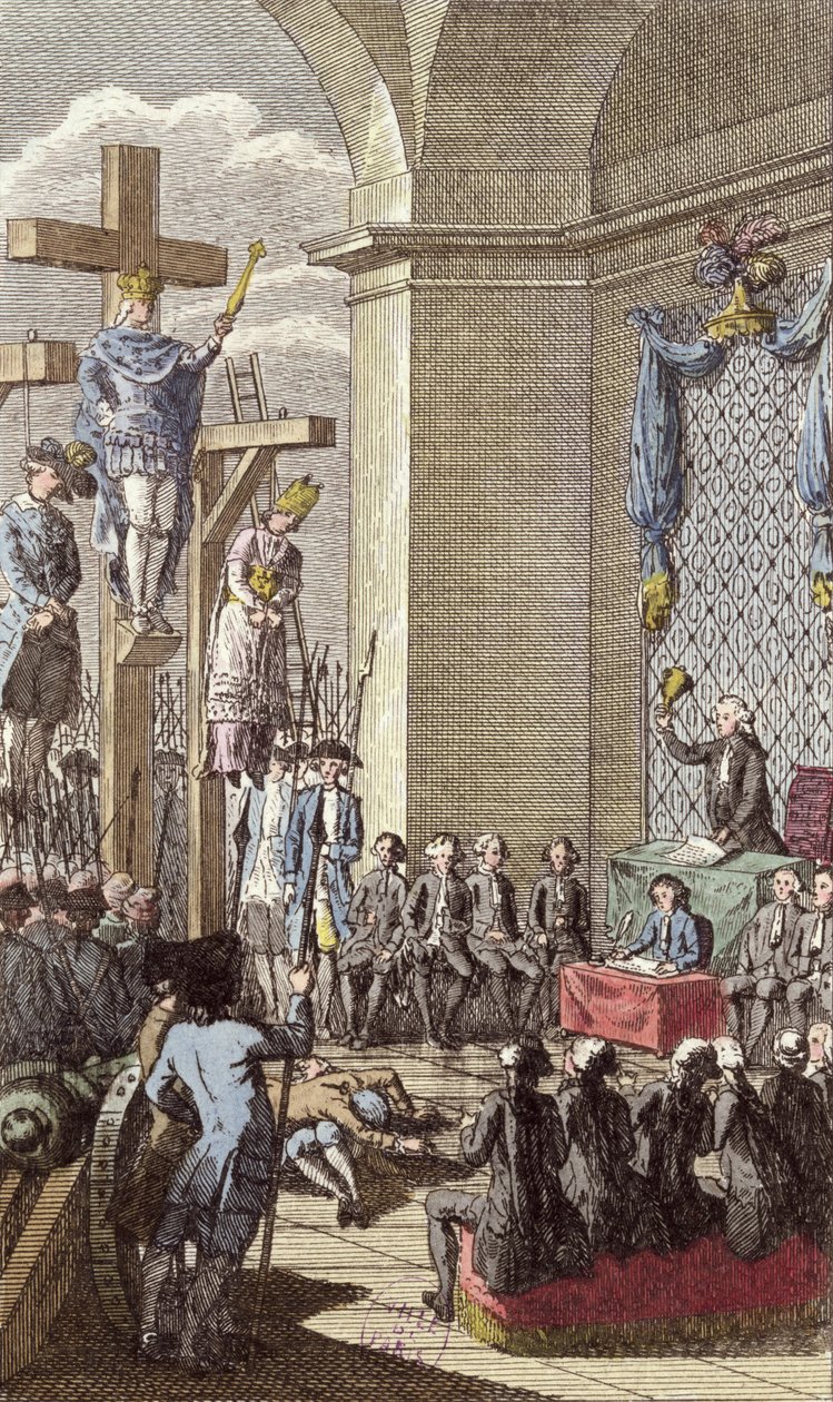 Lodewijk XVI (1754-93) tijdens zijn proces, gekruisigd tussen de adel en de geestelijkheid door French School