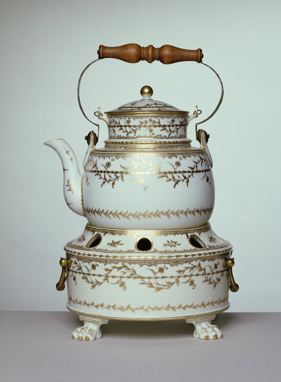 Louis XVI porseleinen ketel en standaard gemaakt in Parijs, c.1775-91 door French School