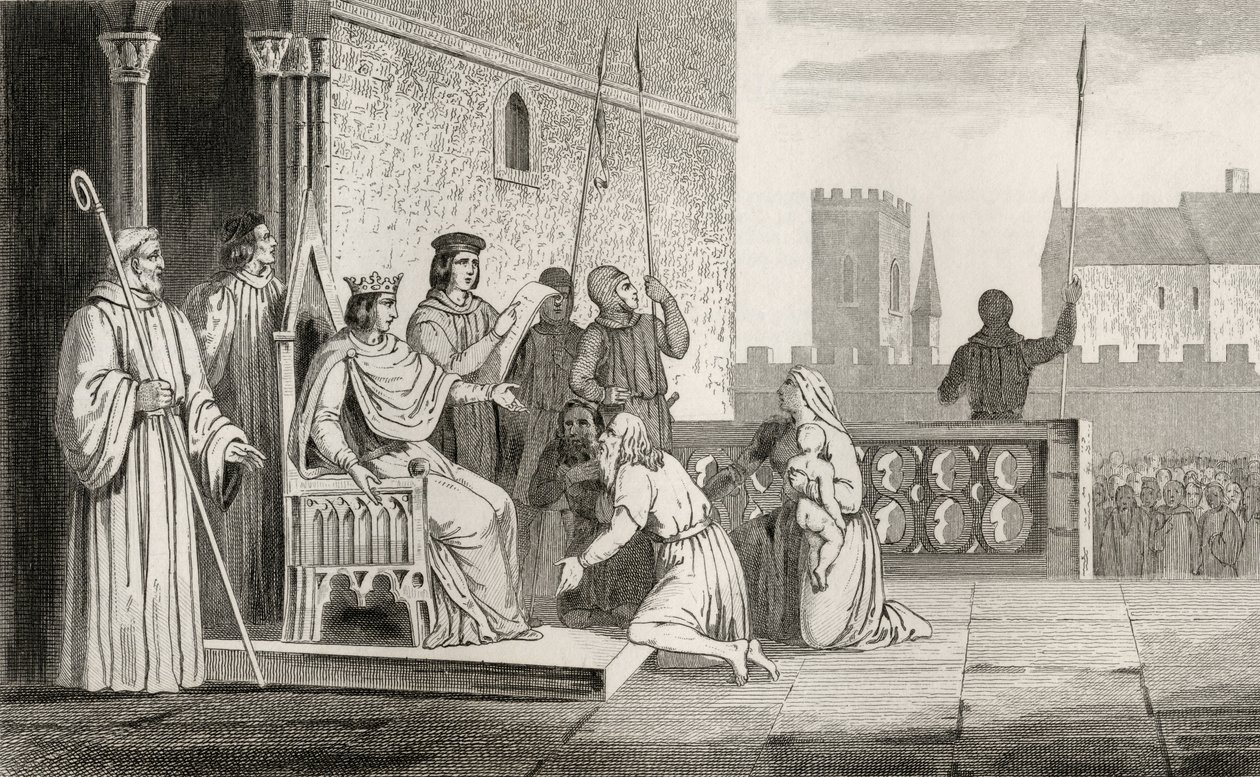 Louis X (1289-1316) de Stoute emancipeert de lijfeigenen, uit 