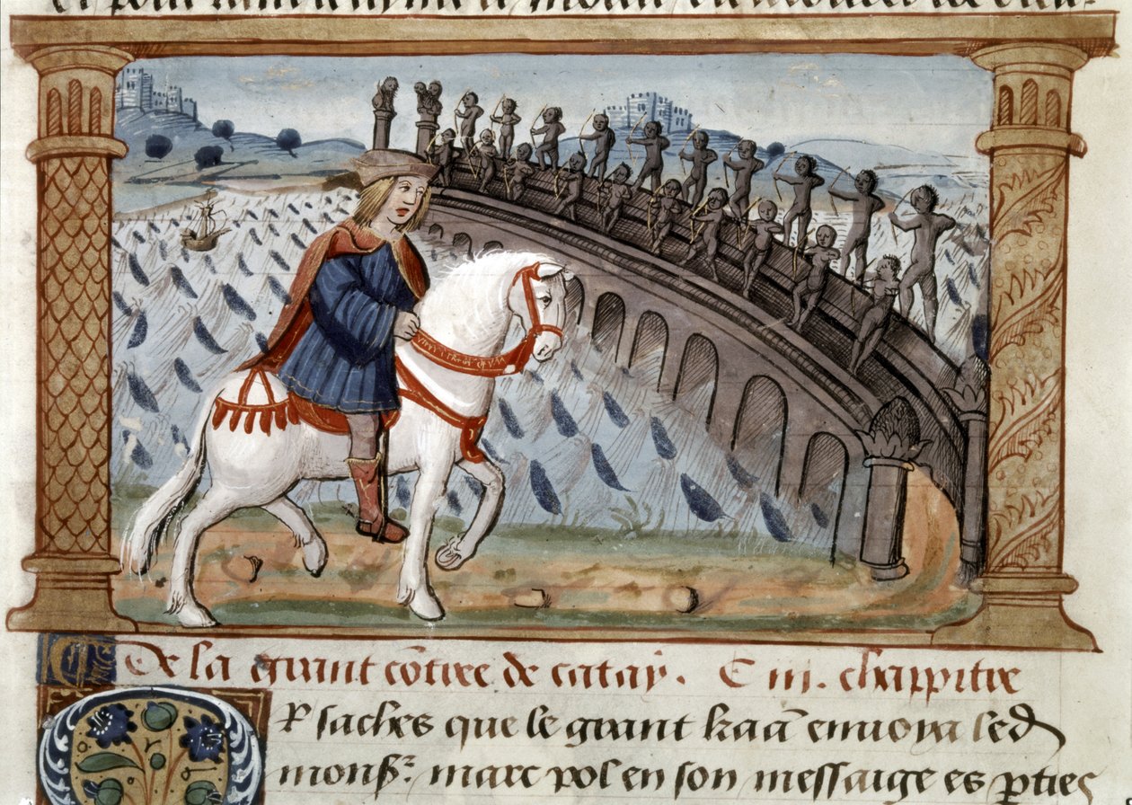 MARCO POLO: Illustratie van "Boek van Marco Polo" De Venetiaanse ontdekkingsreiziger Marco... door French School