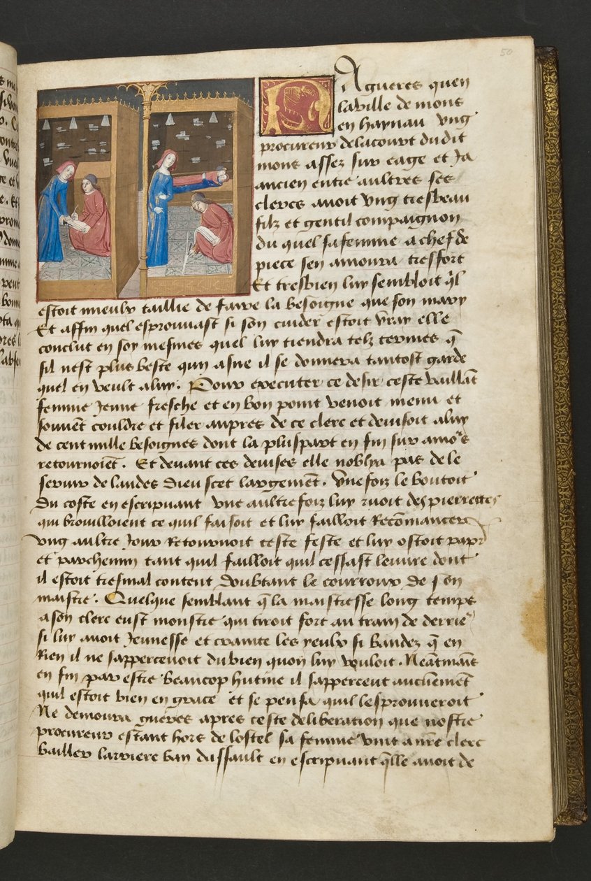 Pagina uit Cent Nouvelles Nouvelles, c.1461-62 door French School