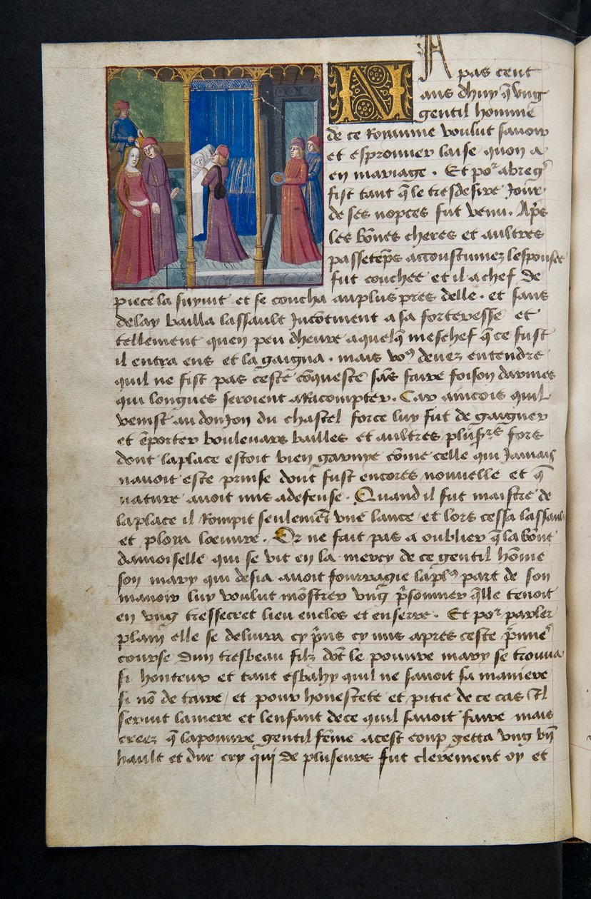Pagina uit Cent Nouvelles Nouvelles, c.1461-62 door French School