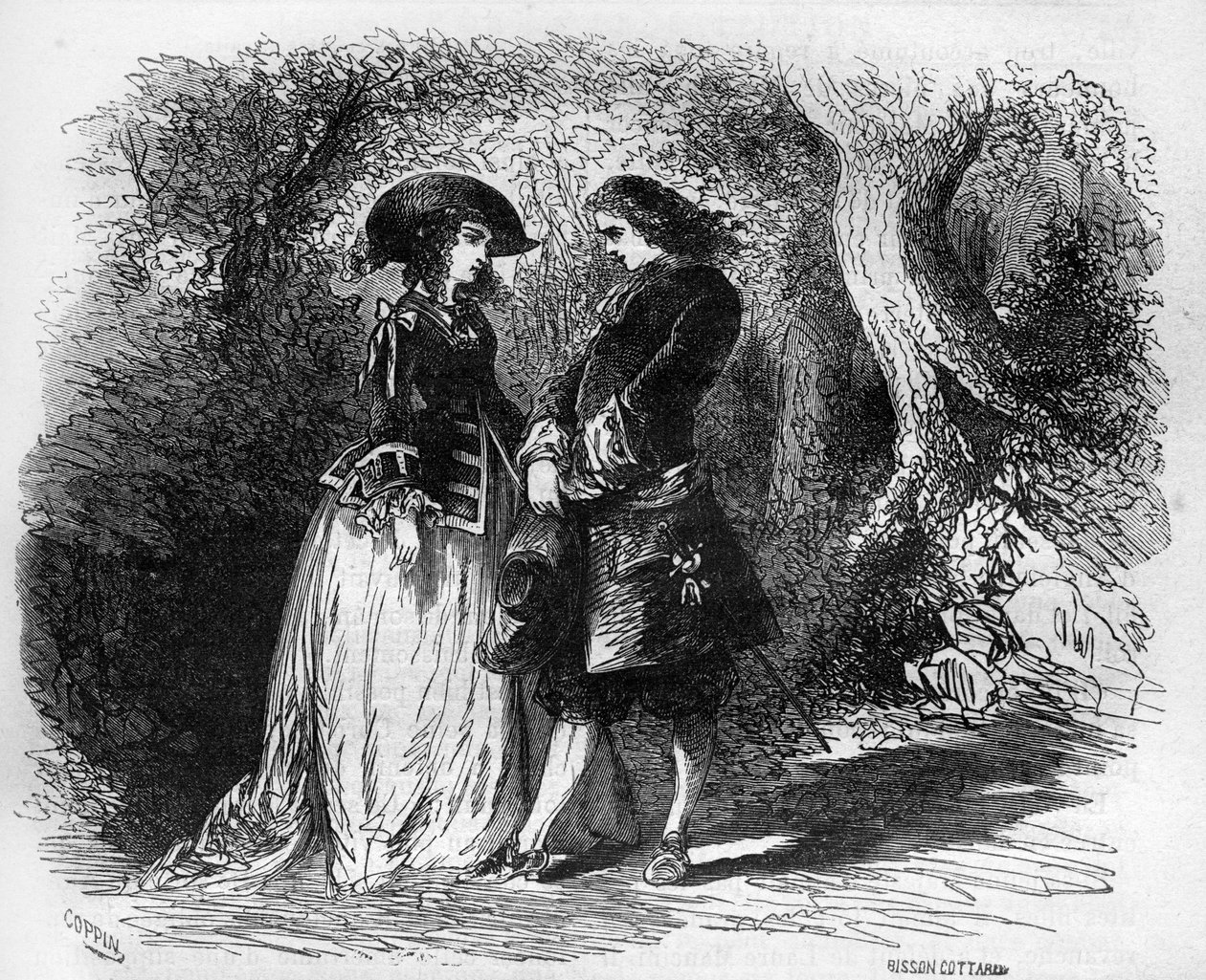 Mademoiselle de Pons ontmoette haar jonge minnaar Malicorne rond 1653. door French School