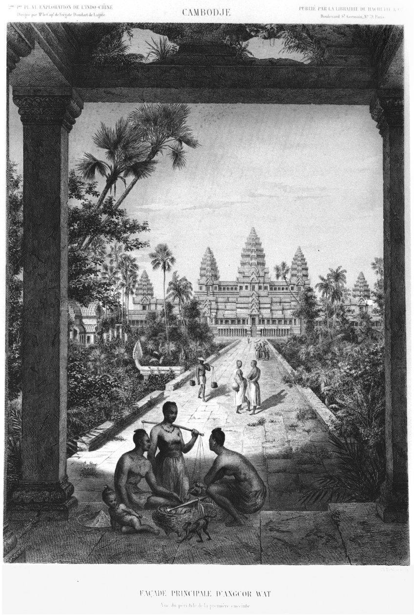 Hoofdfaçade van Angkor Wat, illustratie uit Atlas du voyage d