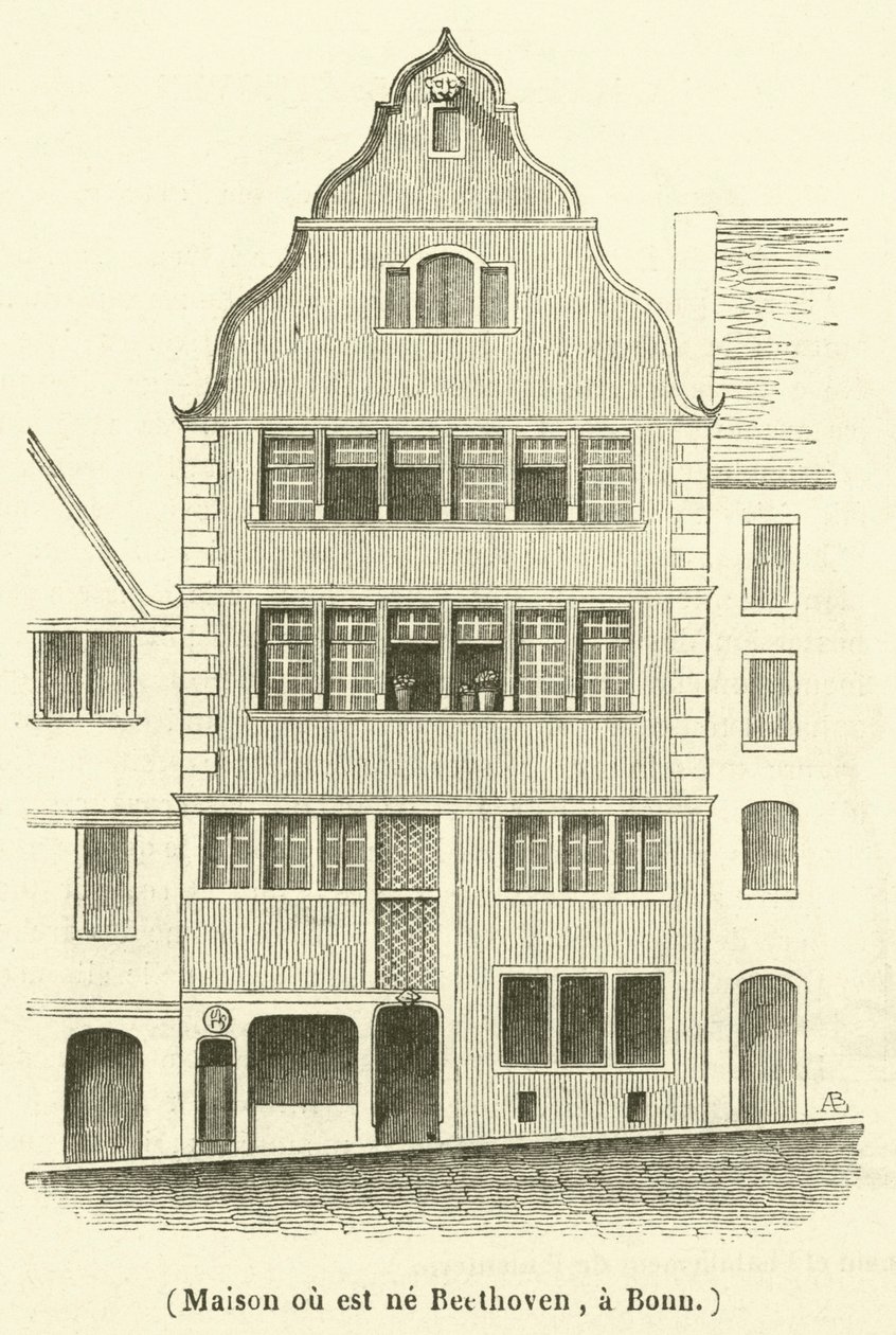 Maison ou est ne Beethoven, a Bonn (gravure) door French School
