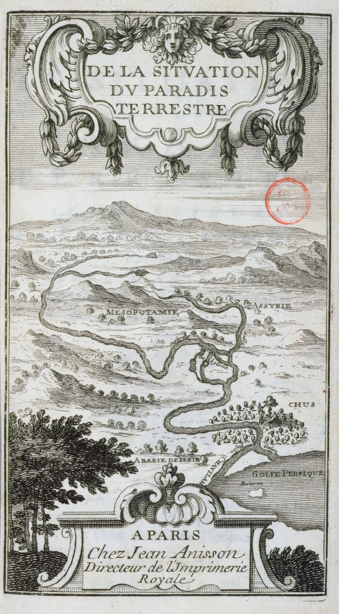 Kaart uit De La Situation du Paradis Terrestre, 1691 door French School