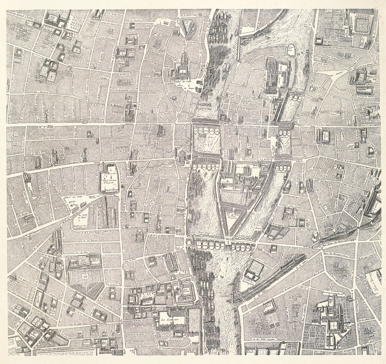 Kaart van Parijs met Île de la Cité, uit L