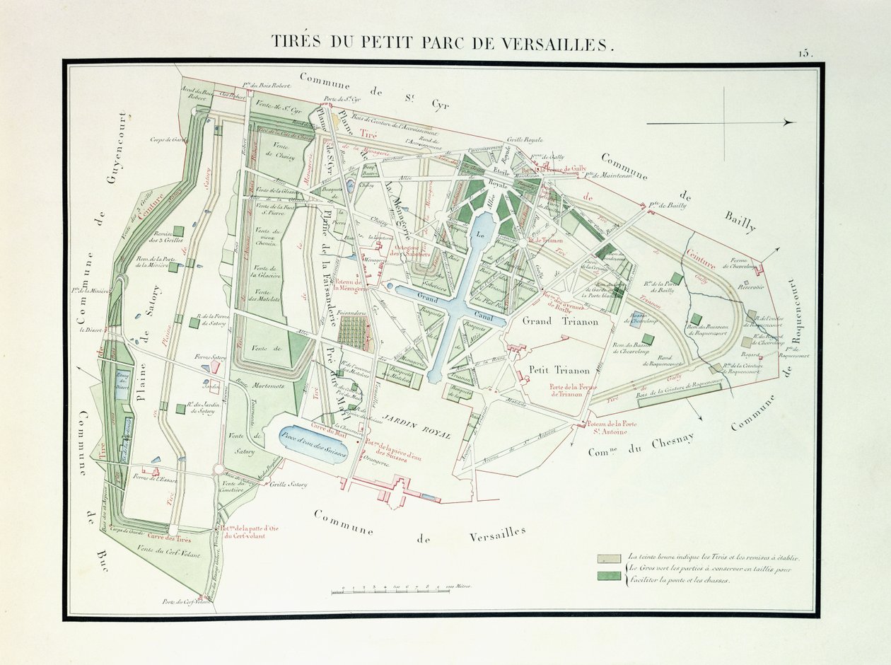 Kaart van het Kleine Park van Versailles, 1818-1819 door French School