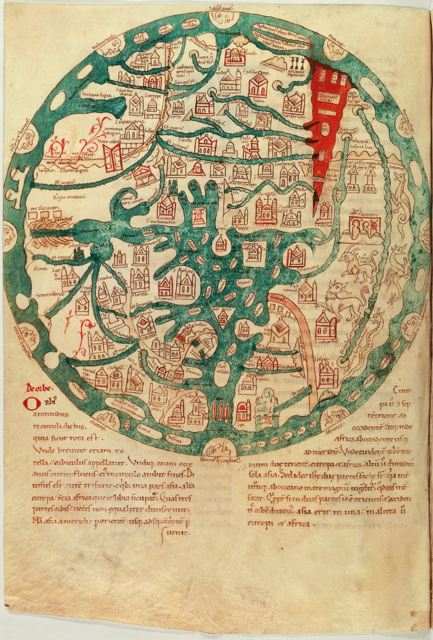 Mappamundi, naar Isidorus van Sevilla, ca. 1130-1135 door French School