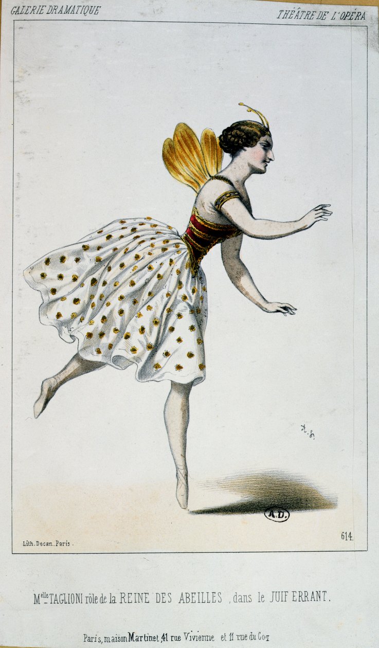 Maria Taglioni als de Koningin Bij in Le Juif errant door Jacques Fromental Halevy, ca. 1852 door French School