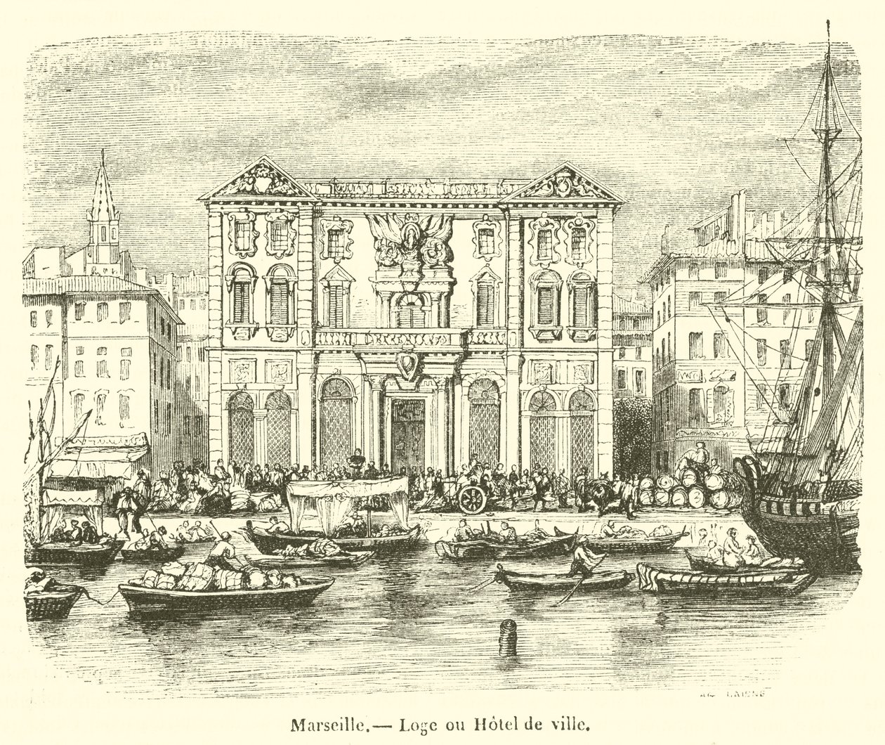 Marseille, Stadhuis (gravure) door French School