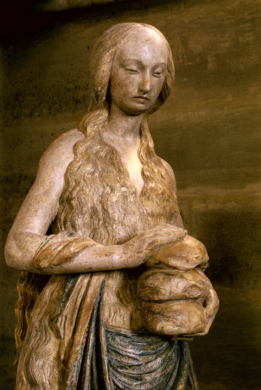 Maria Magdalena, laat 15e eeuw (polychroom steen) door French School