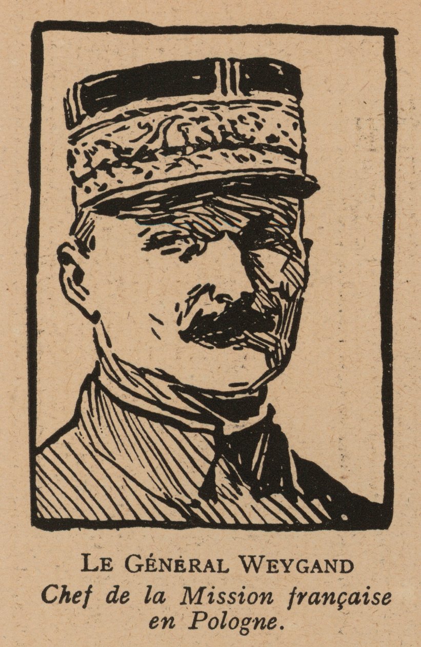 Maxime Weygand, Frans generaal en lid van de Interallieerde Missie ter ondersteuning van de Tweede Poolse Republiek tijdens de Pools-Sovjetoorlog in 1920 (litho) door French School