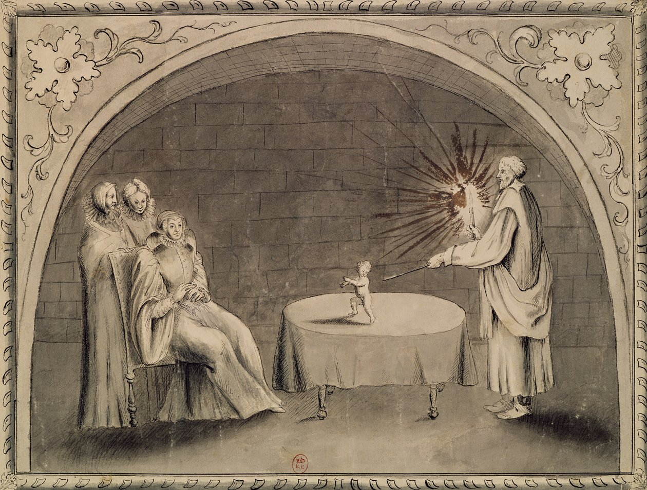 Michel de Nostradame (1503-66) en Catherine de Medici (1519-89) 1559 door French School