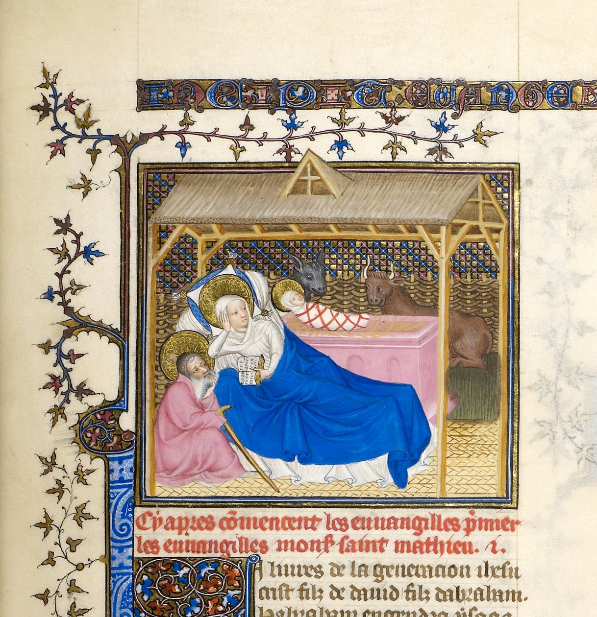 Miniatuur met Geboorte van Christus, ca. 1403-1404 (detail van BL6425489) door French School