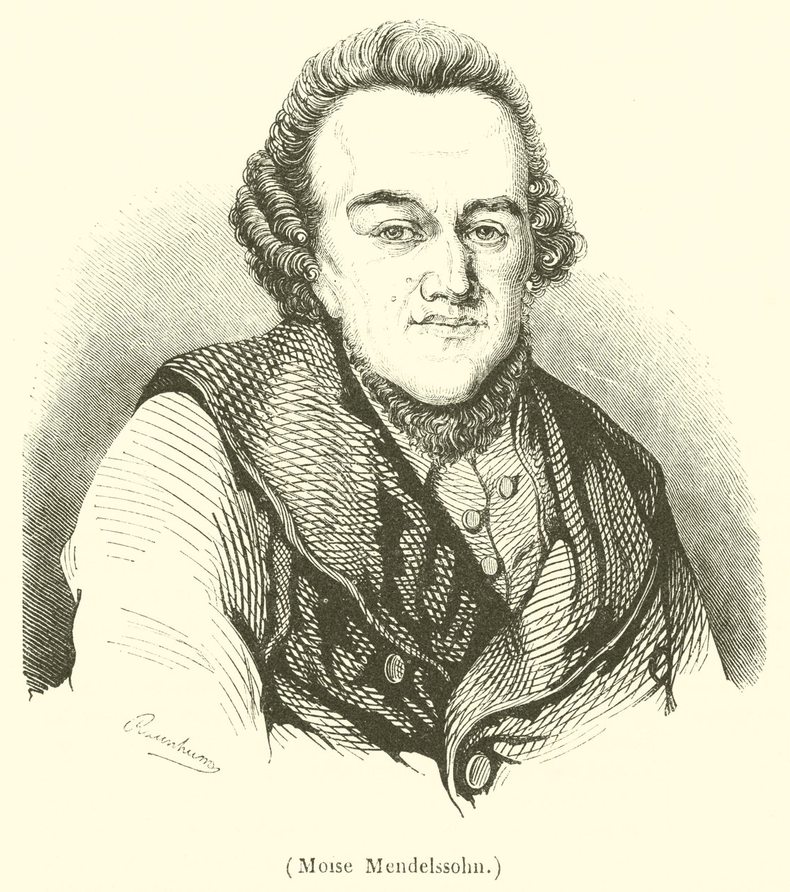 Moise Mendelssohn (gravure) door French School