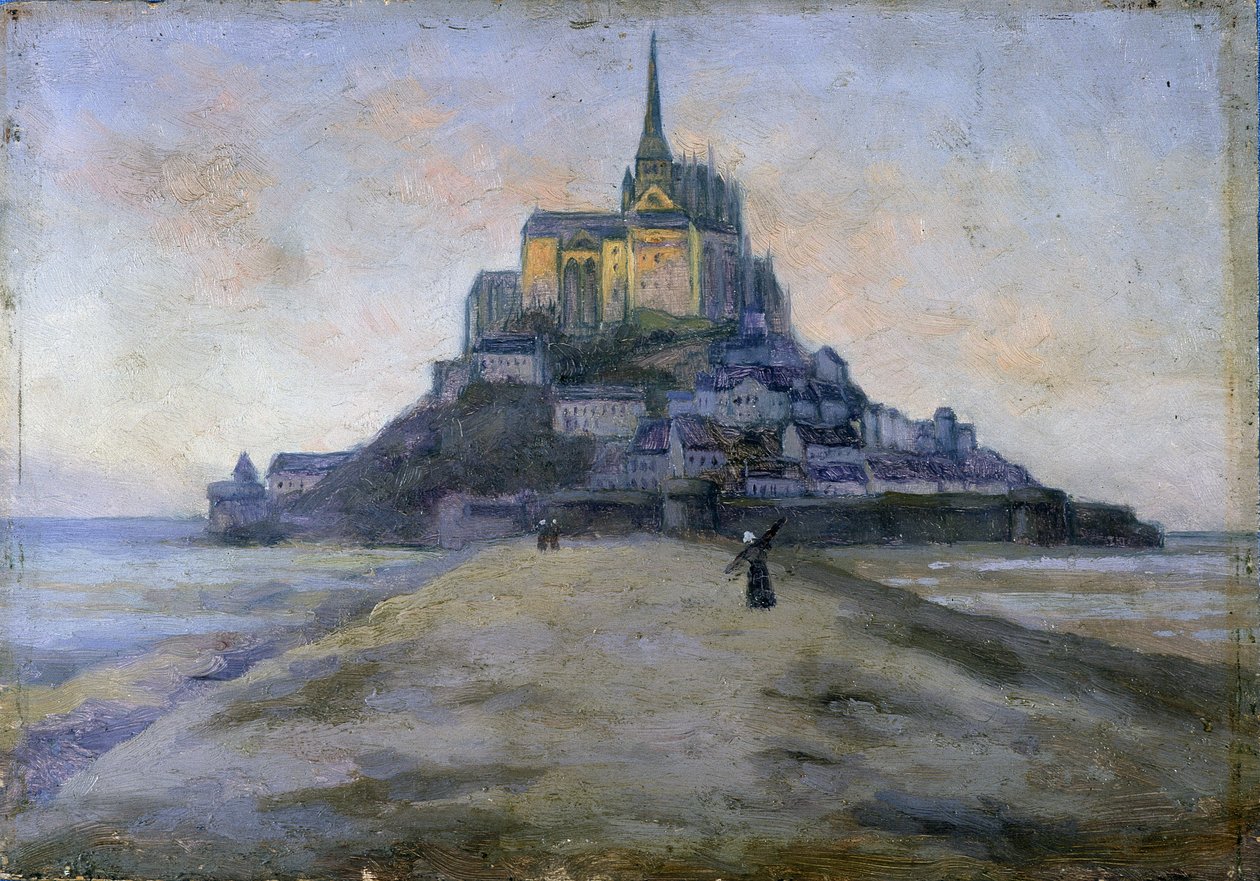 Mont Saint-Michel en de doorgang - anoniem schilderij door French School