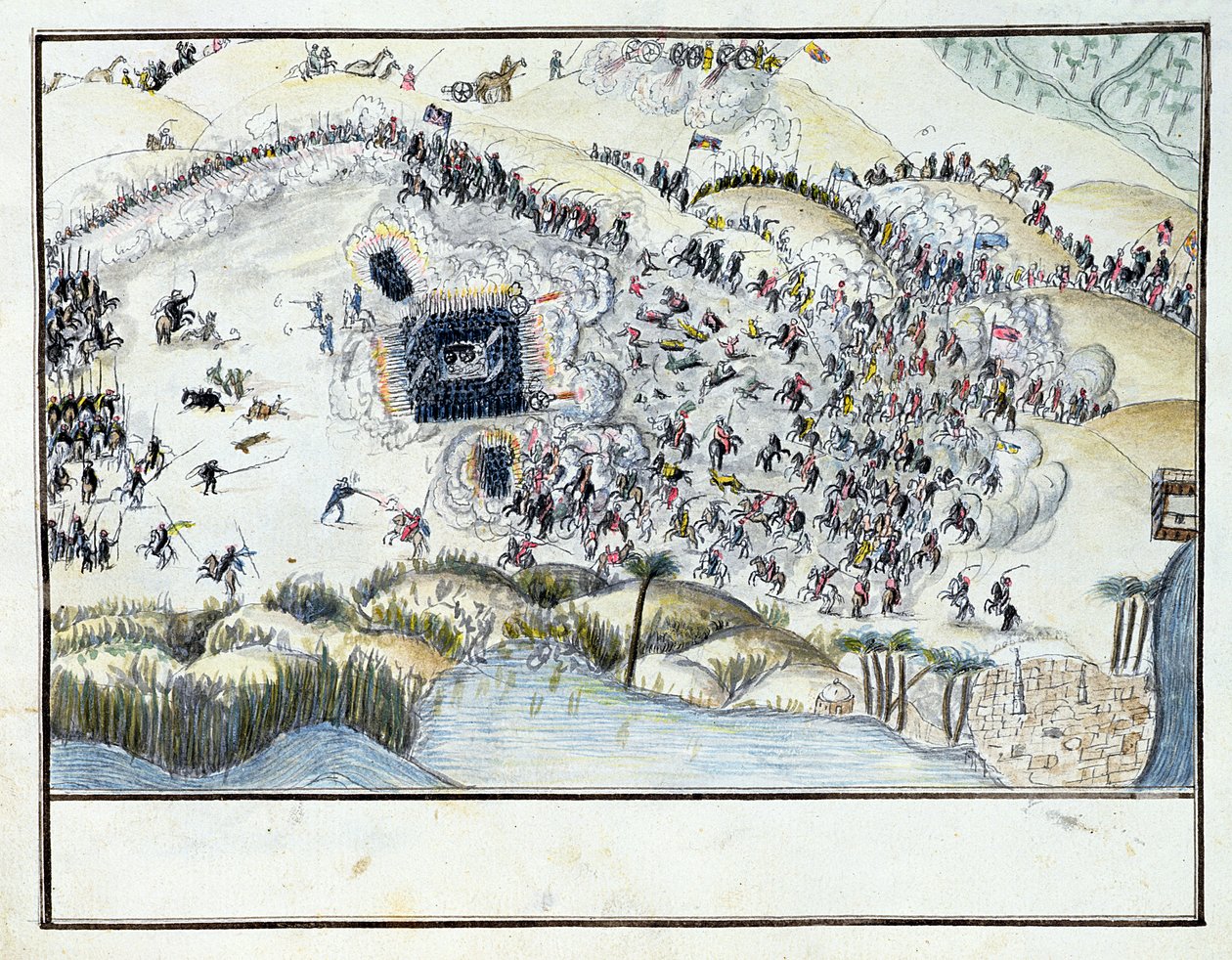 Woestijnslag tijdens Bonapartes Egyptische Campagne, 1798 door French School