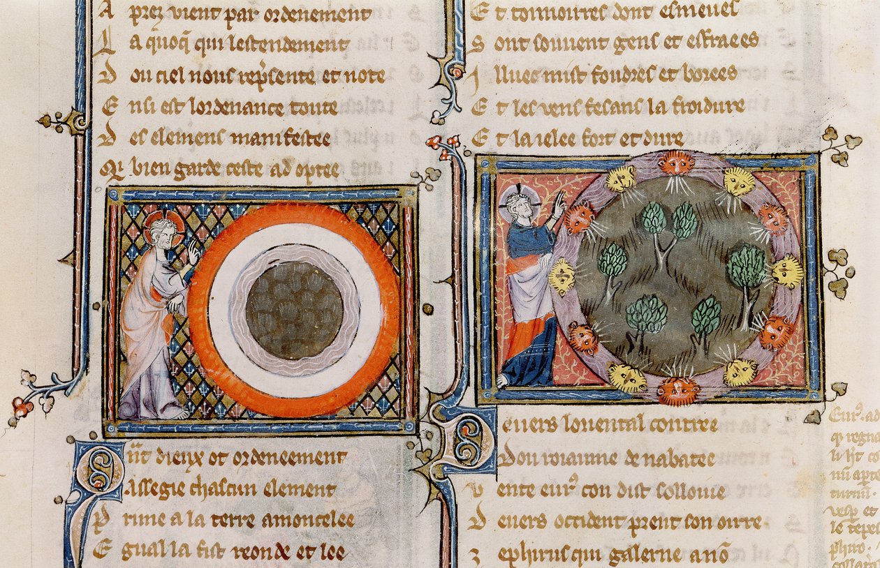 Ms 1044 fol.17v De Schepping, uit Ovide Moralise geschreven door Chretien Legouais door French School