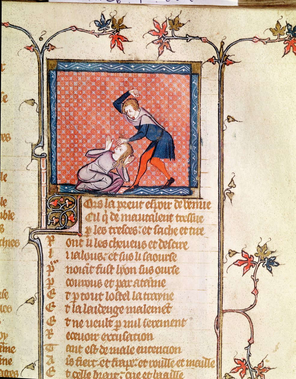Ms 1126 f.66r Het Geweld van Jaloezie, uit de Roman de la Rose c.1487-95 door French School