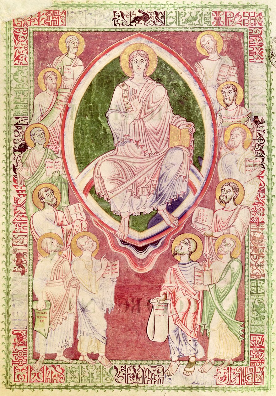 Christus met de twaalf kleine profeten, uit Explanatio in Prophetas et Ecclesiasten door St. Jerome, uit de Abdij van Citeaux door French School
