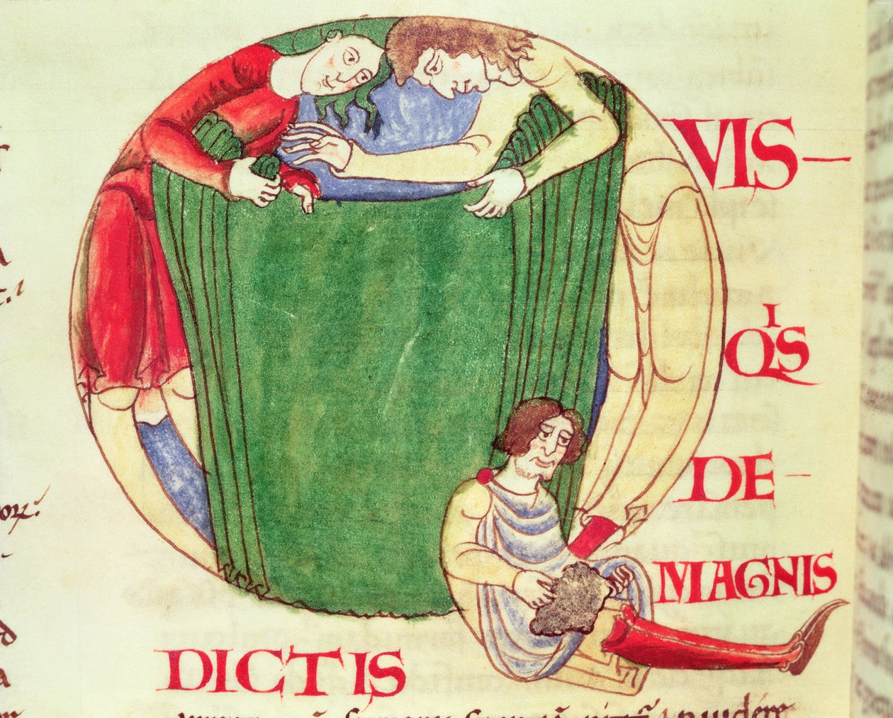 Historiated initiaal Q met wevers, uit Moralia in Job door Paus Gregorius de Grote, Bourgondische School door French School