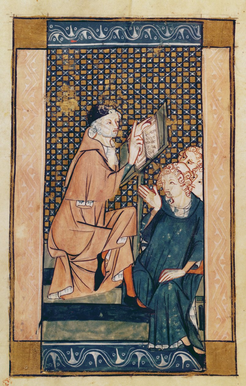 Henri de Mondeville (ca.1260-ca.1320) die lesgeeft, uit La Chirurgie de Maitre Henri de Mondeville door French School