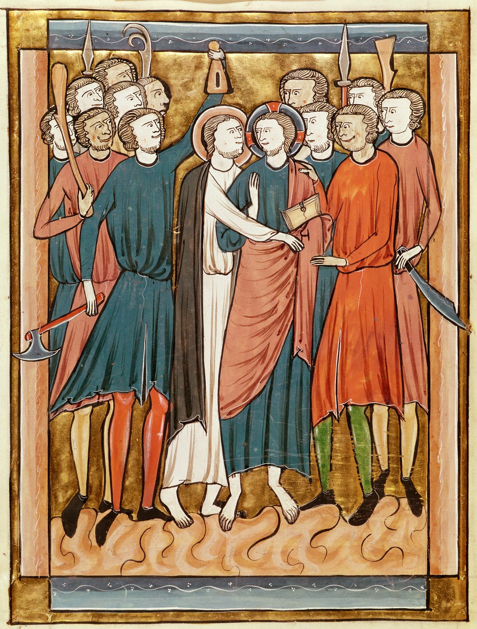 Ms 3016 fol.15v De Kus van Judas, uit Psautier a lUsage de Paris door French School