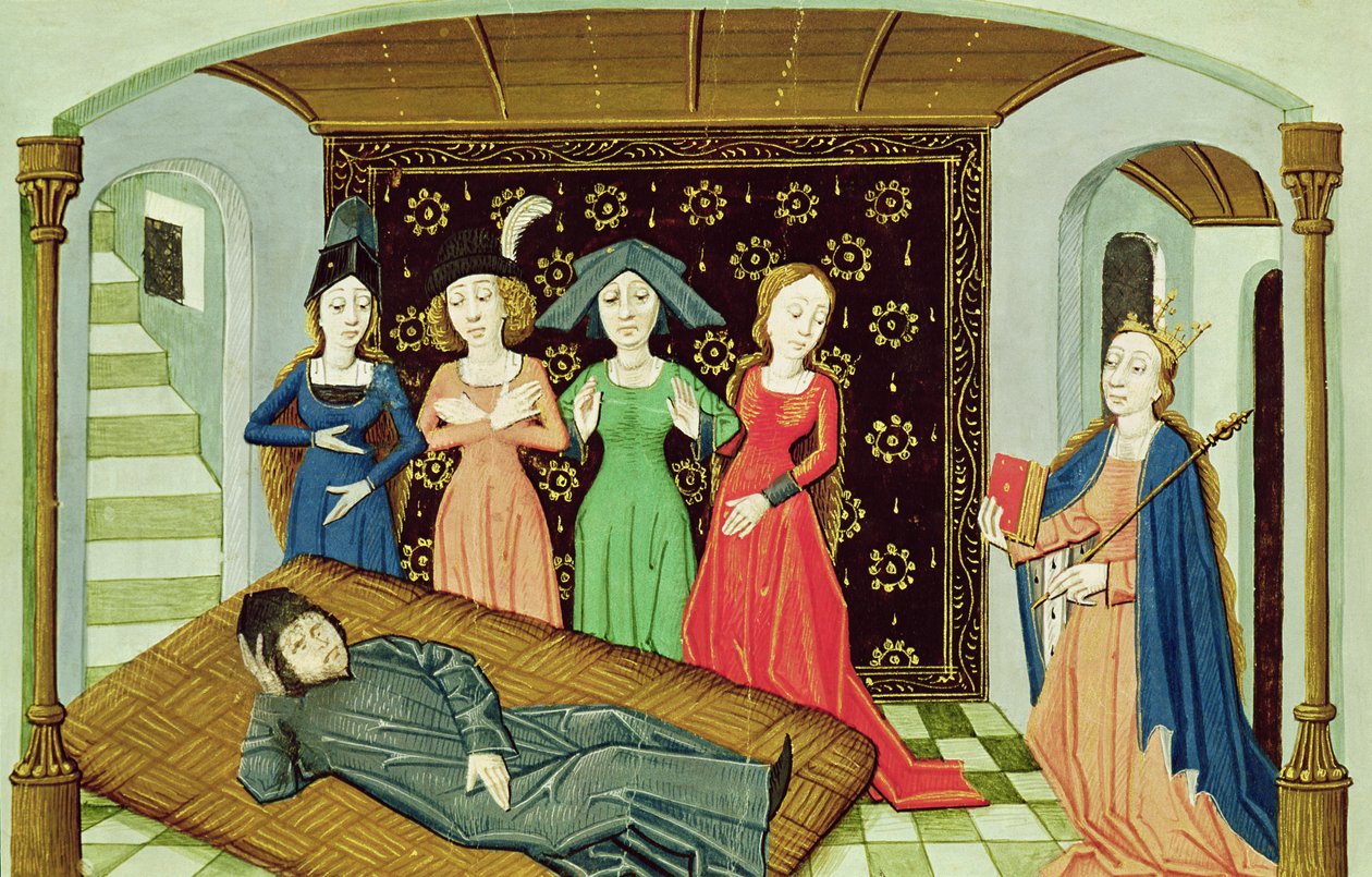 Ms 3045 f.3 Boëthius, Filosofie en de Muzen, uit De Consolatione Philosophiae door French School