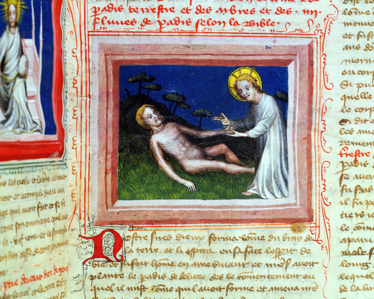 Ms 314 Schepping van Adam, uit de Bijbel des Grands Augustins, 1494 door French School