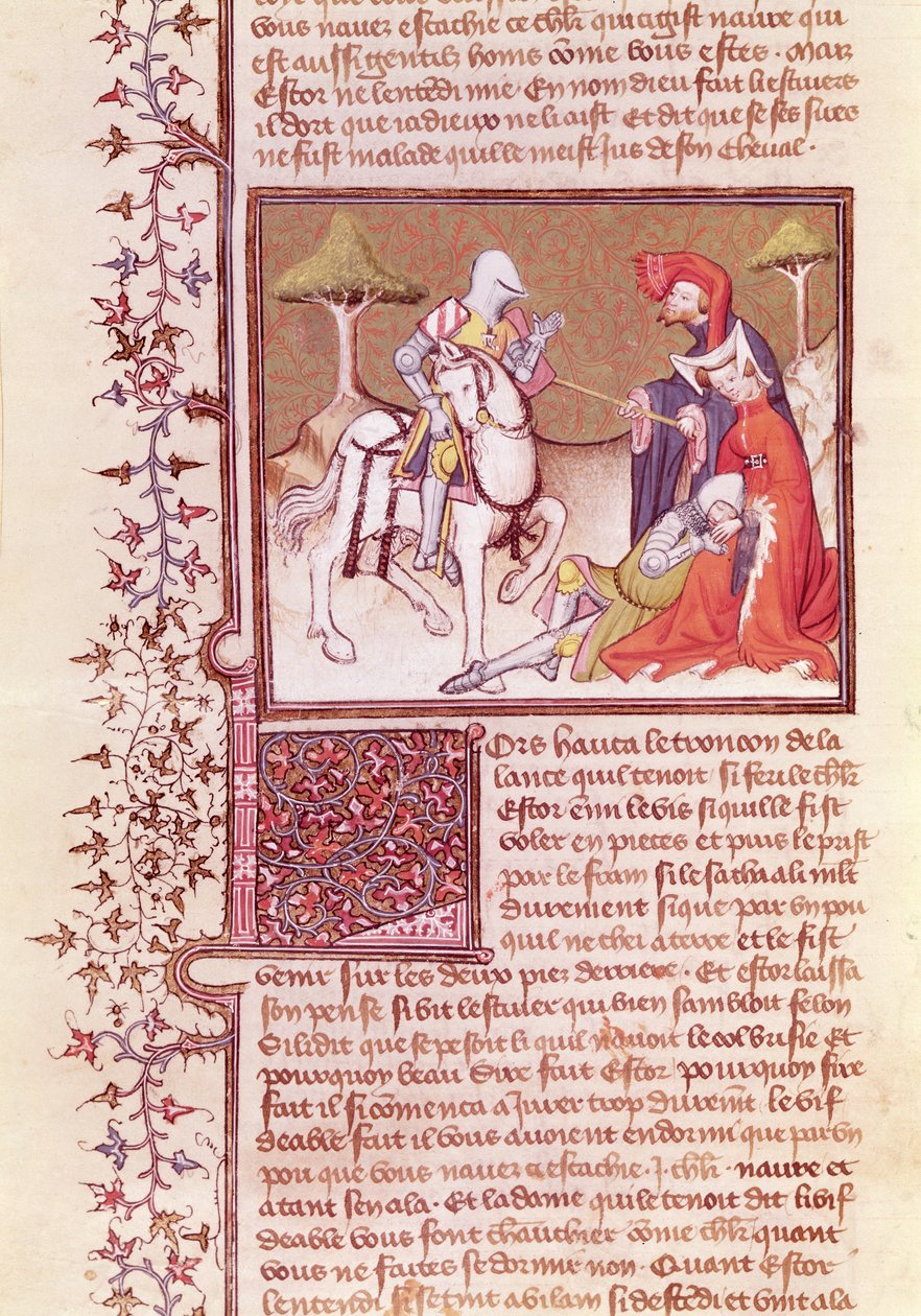En zo trok hij de lans uit de stervende ridder, uit het Livre de Messire Lancelot du Lac door French School