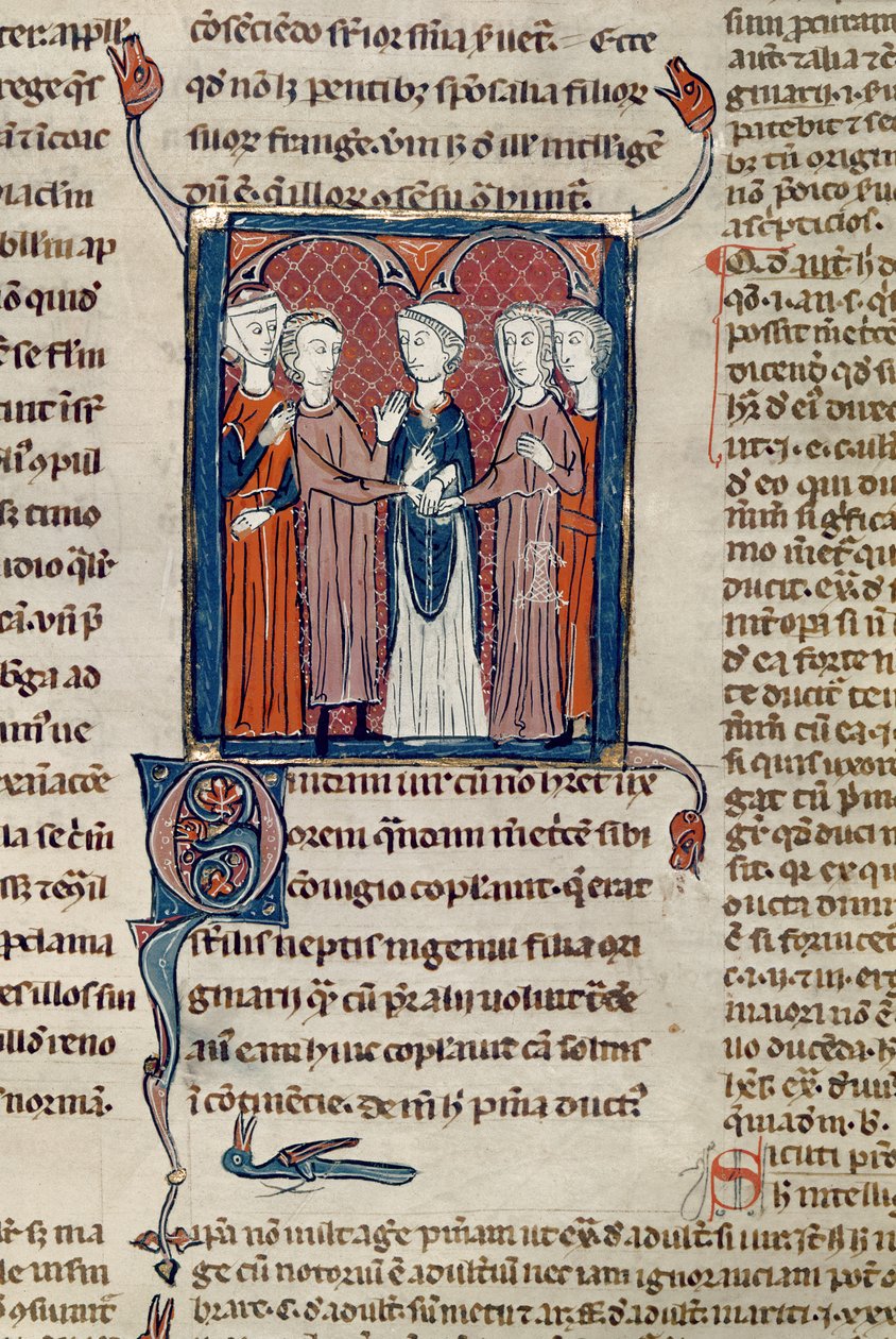 Ms 372 fol.168 Een huwelijksceremonie, uit Decrets de Gratien door French School