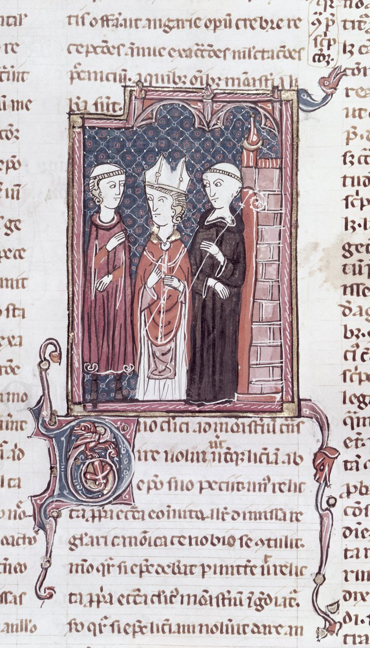 Ms 373 fol.51v Een monnik, een bisschop en een abt, uit Decreten van Gratien door French School