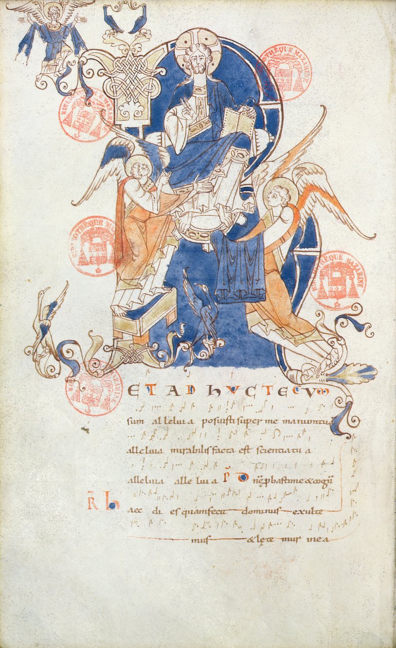 Ms 384 Christus in Glorie, pagina uit het Antifonarium van Saint-Denis door French School