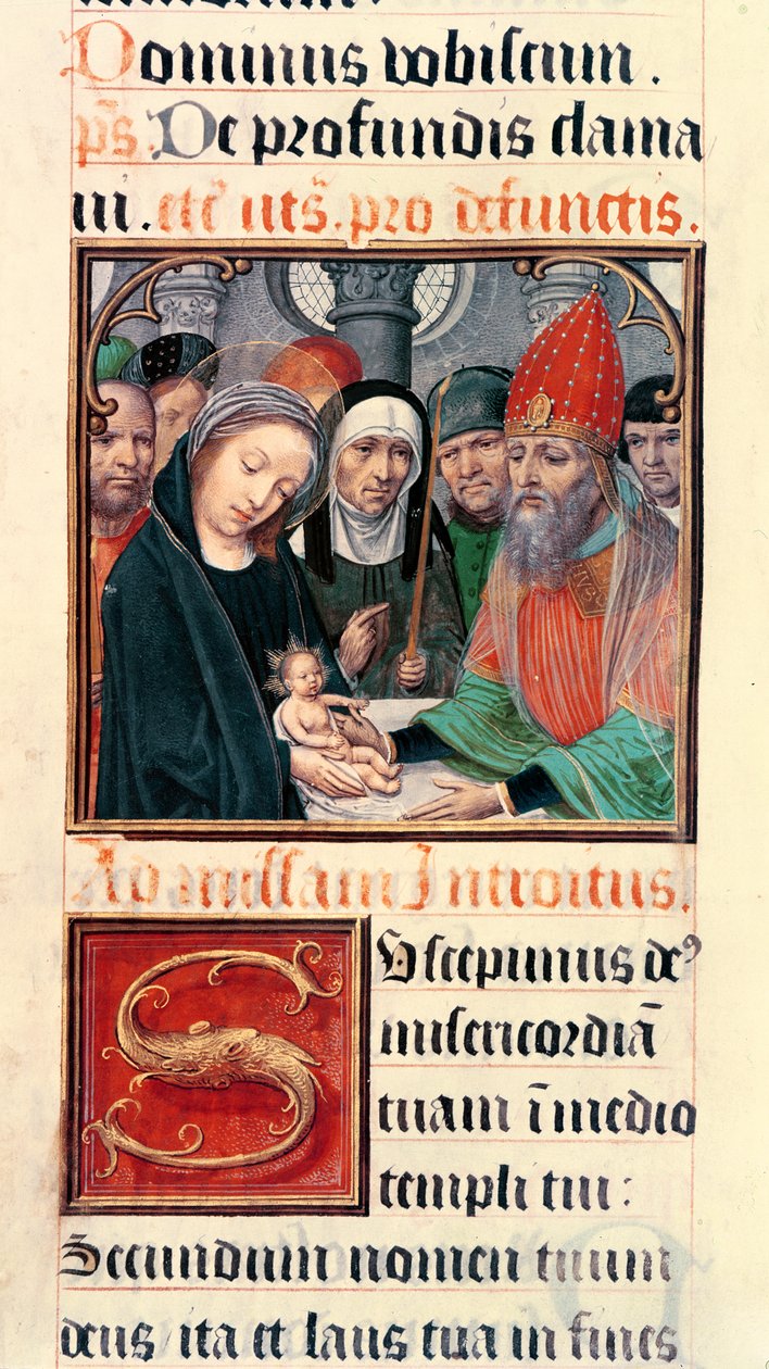Presentatie van Jezus in de Tempel, uit een verzameling gebeden van Odoart de Bersacques, Proost van Saint-Omer door French School