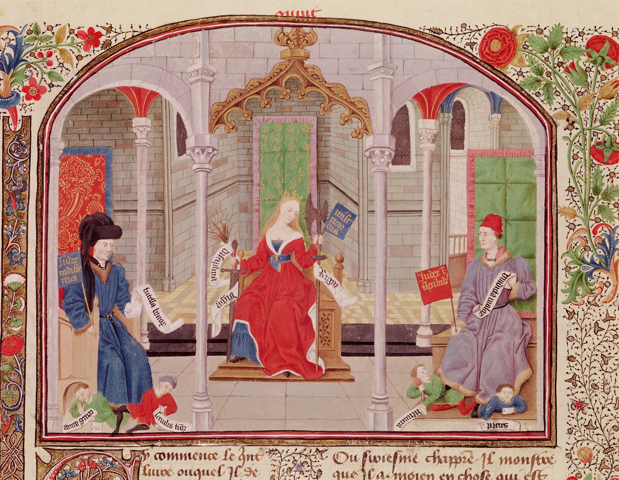 Ms 927 Fol.71v De Theorie van Rechtvaardigheid, uit Ethiek, Politiek en Economie door Aristoteles (384-322 v.Chr.) door French School