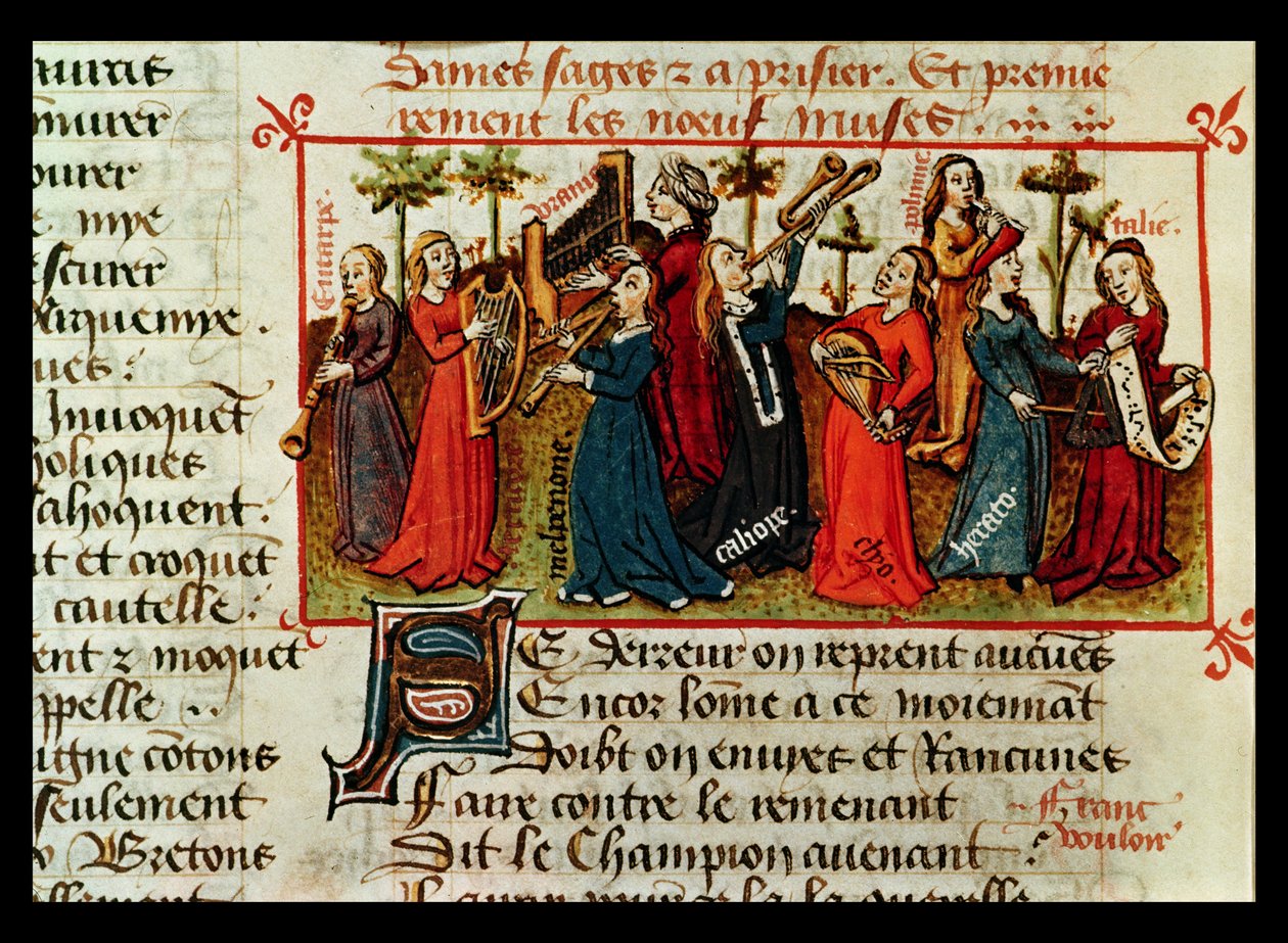 Ms Fr 12476 Fol.109v De negen muzen uit Le Champion des Dames door Martin le Franc (1410-61) 1451 door French School