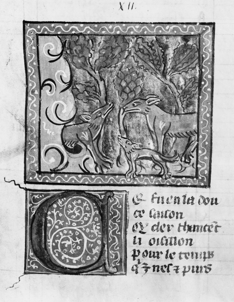 Ms Fr 1580 De vos, de wolf en de hond, uit Le Roman de Renart door French School