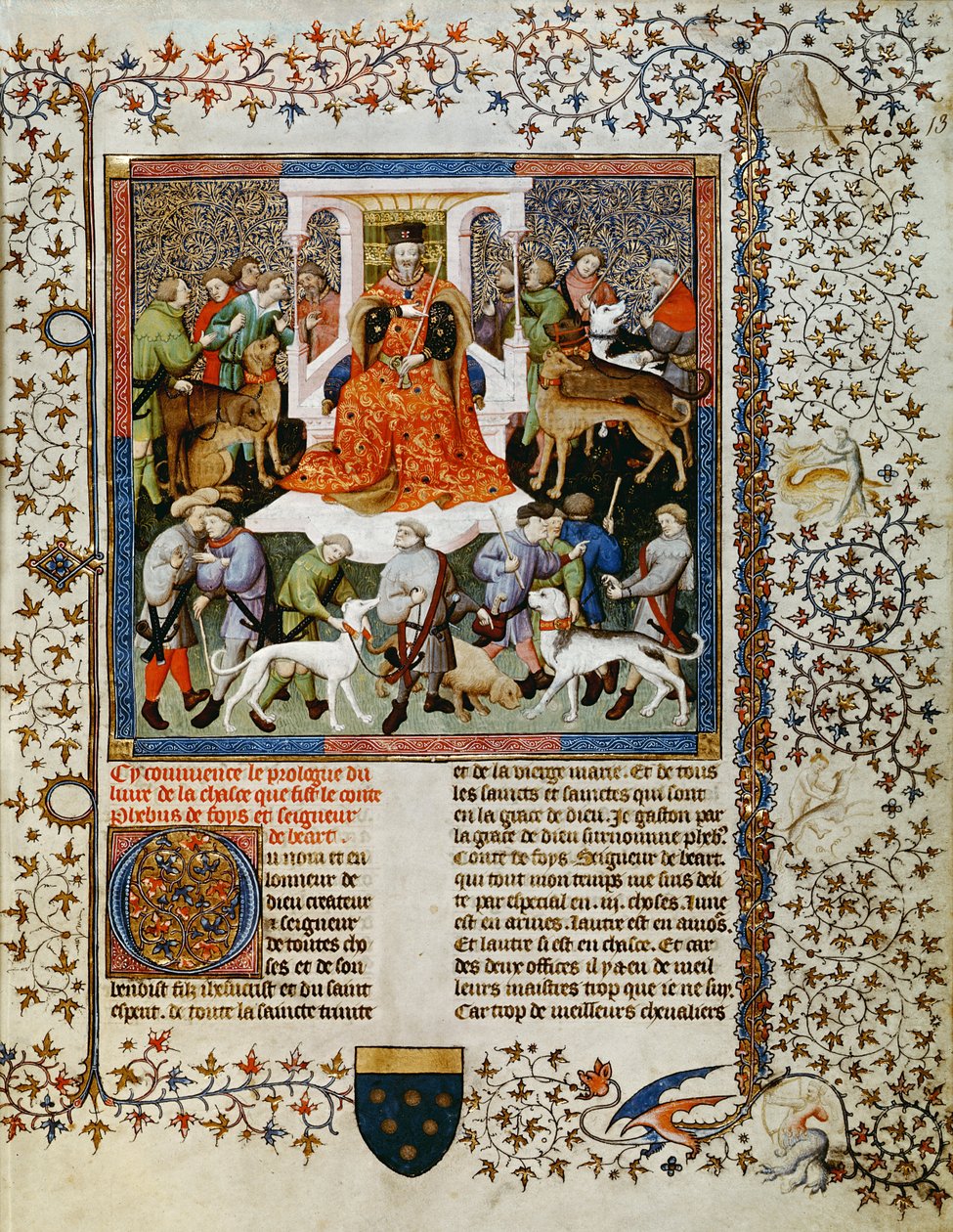 Voorbereiding op de jacht, uit het Livre de la Chasse door Gaston Phebus de Foix (1331-91) door French School