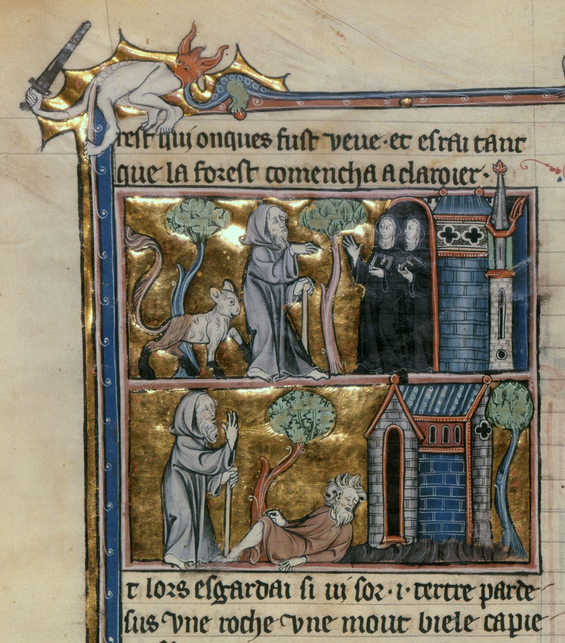 Ms Fr 95 f.4v Kluizenaar en beest, uit l
