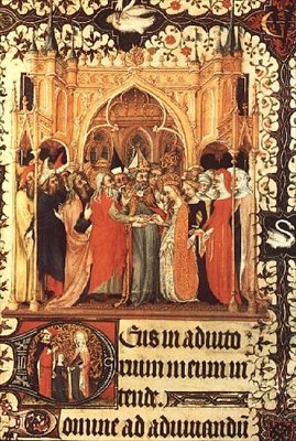 Ms Lat 919 fol.37 Het huwelijk van de Maagd, uit de Grandes Heures de Duc de Berry door French School
