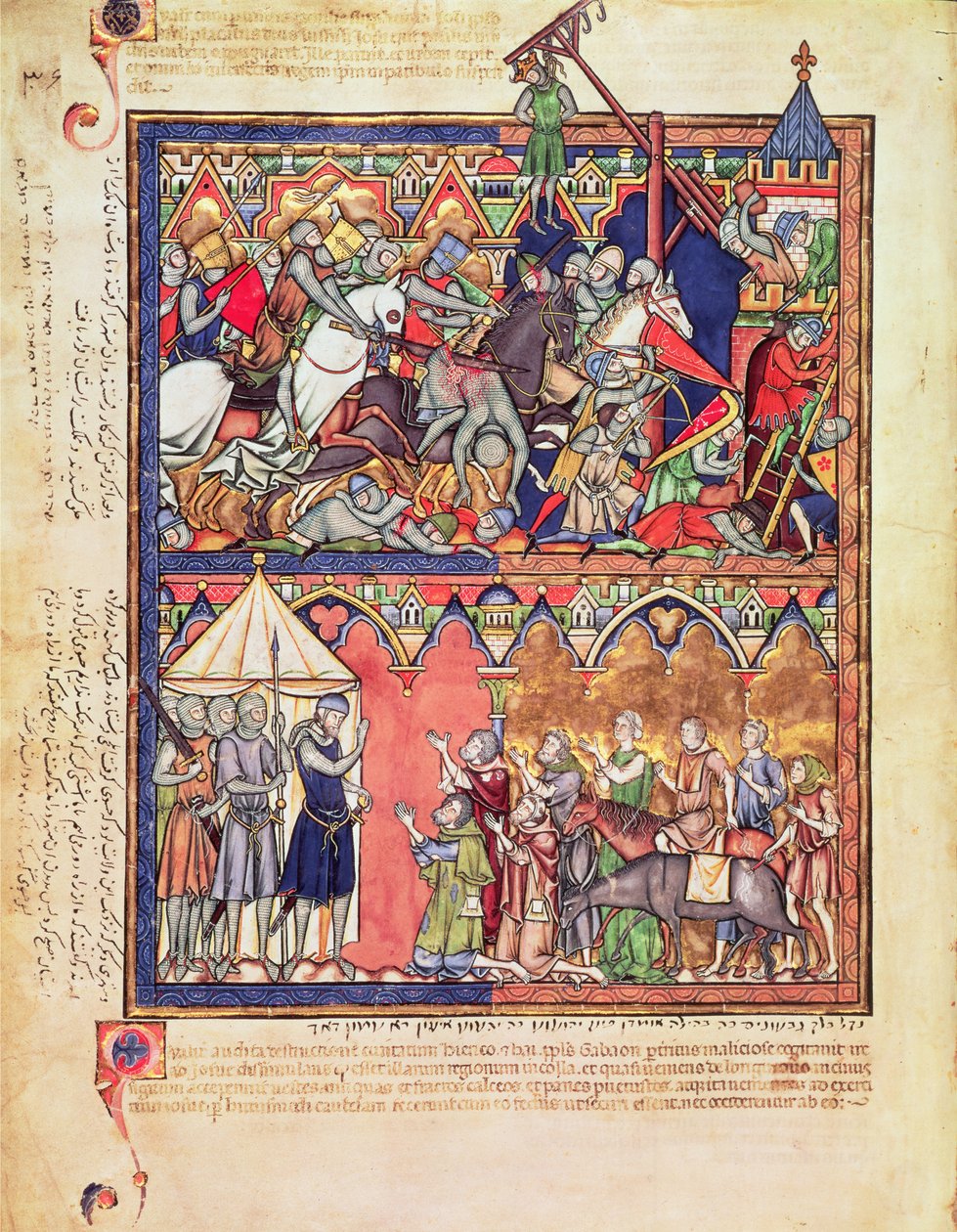 Ms M 638 f.10v Jozua, uit de Morgan Picture Bible, ca. 1244-54 door French School