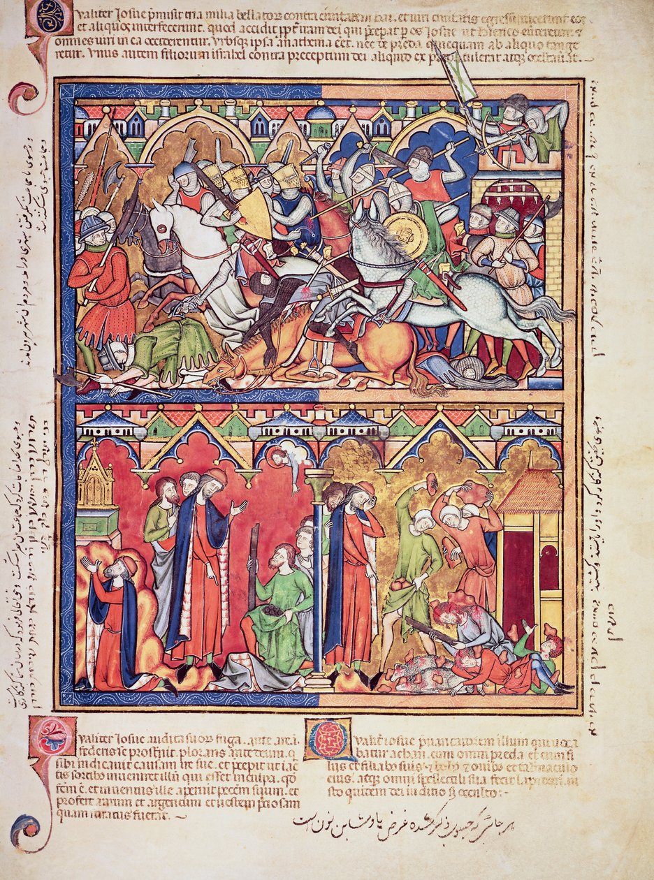 Ms M 638 fol.10r Jozua, uit de Morgan Picture Bible, ca. 1244-54 door French School