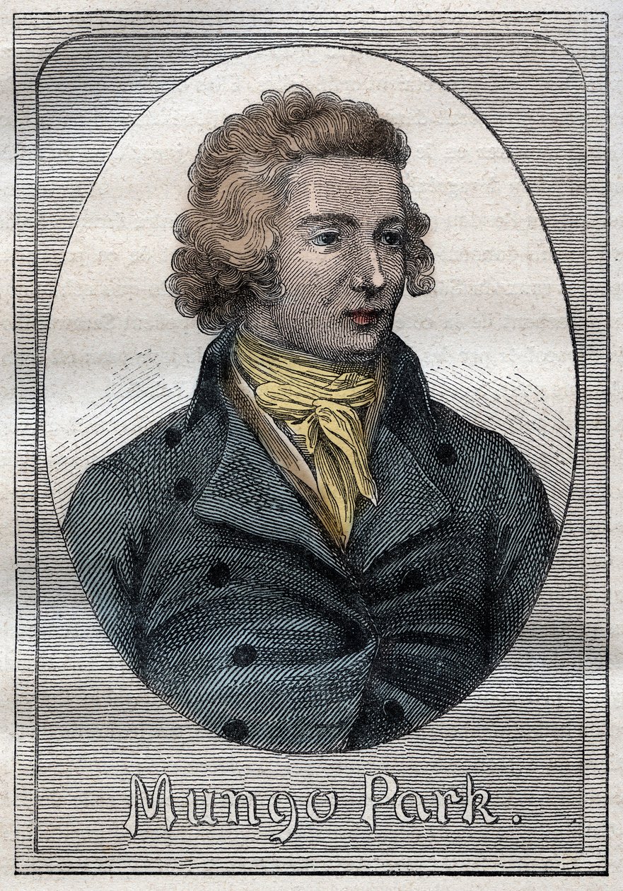 Mungo Park, Schotse ontdekkingsreiziger - Portret van Mungo Park (1771-1806), Schotse ontdekkingsreiziger - illustratie uit 