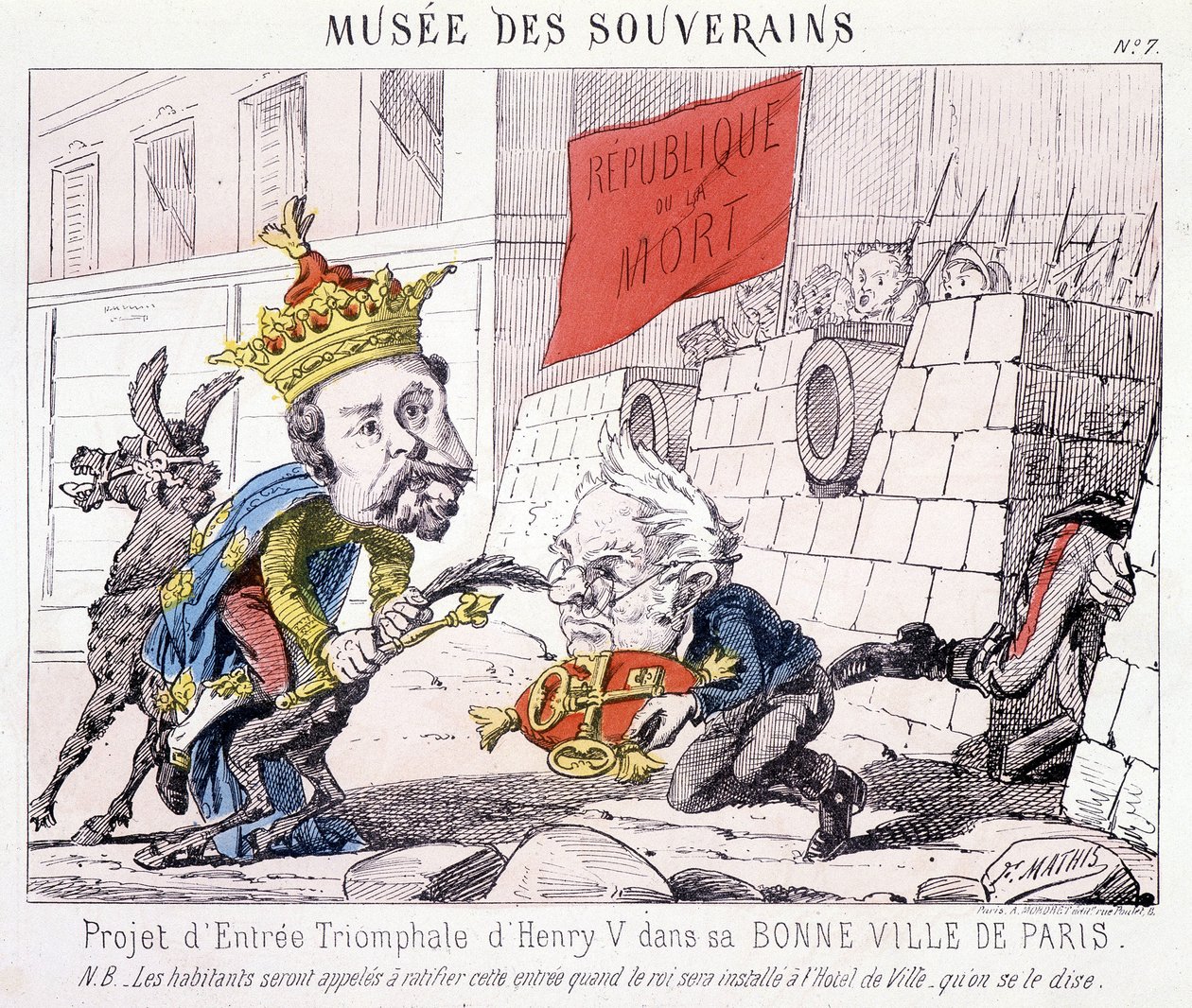 Musée des Souverains - Project voor de triomfantelijke intocht van Henri V in zijn goede stad Parijs (Thiers overhandigde hem de sleutels van Parijs verdedigd door burgers die een vlag zwaaien met de tekst 