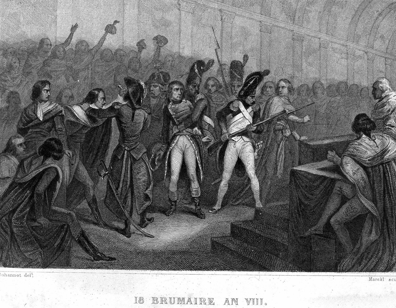 Staatsgreep van Napoleon Bonaparte op 18 Brumaire jaar VIII (1799) in de Zaal van de Raad van Vijfhonderd van Saint Cloud - in 