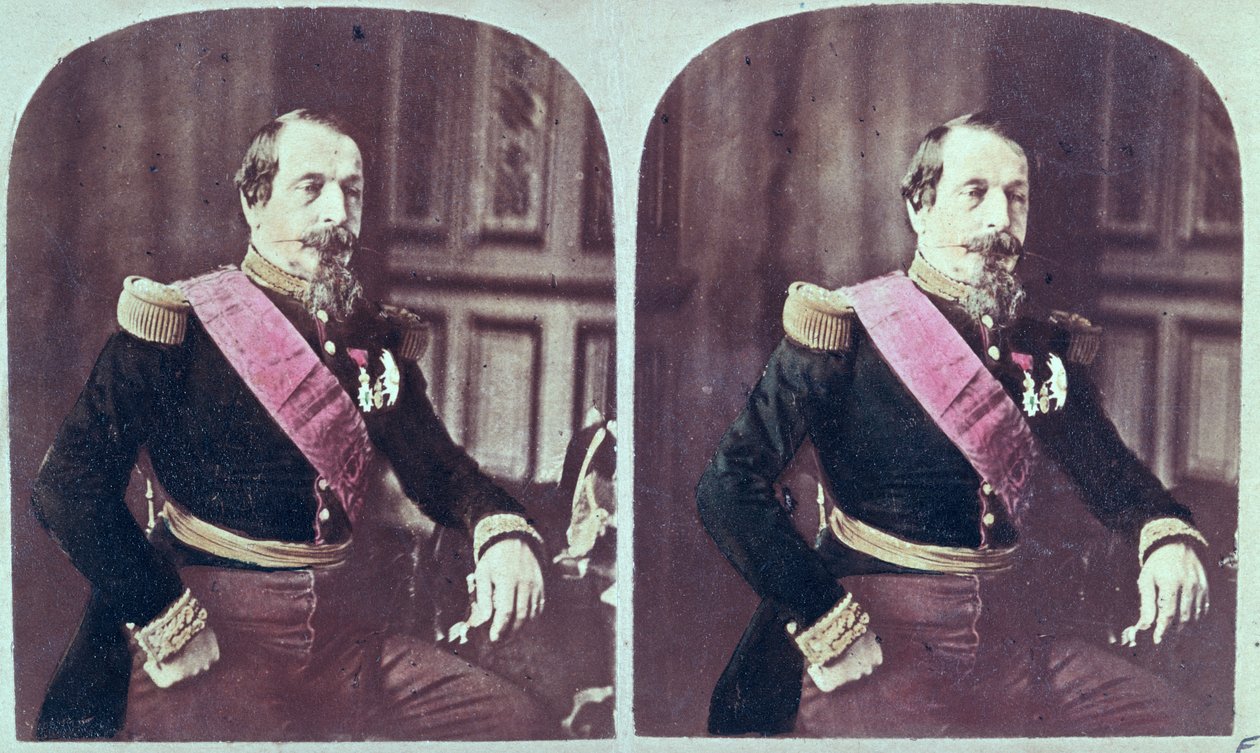 Napoleon III (1808-73), ca. 1860, gekleurde stereoscopische foto genomen tussen 1860 en 1870 door French School